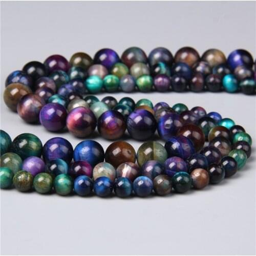Natural Stone Beads Colorful Tiger Eye Stone 6/8/10mm Round Ball Loose Bead For Jewelry Making Necklace DIY Accessories Handmade
