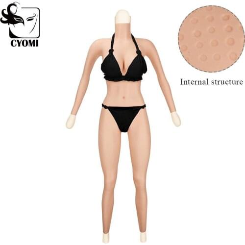CYOMI 6G Upgrade NO Oil Silicone 9-point Bodysuit with arms Internal floating point design absorbs sweat Fake Boobs Breast Forms