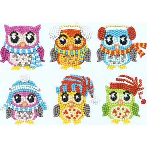 Diy Diamond Painting Owl Pattern Stickers Mini Fashion Diamond Painting Cup Phone Book Decoration Toy Gift Painting With Diamond