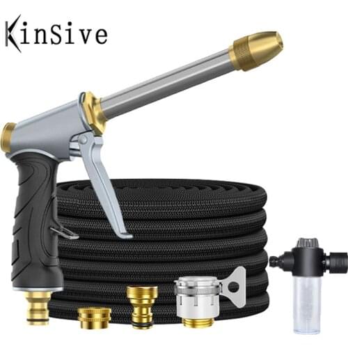Flexible Expandable Watering Hose For Garden With Brass Water Gun Set And Foam Pot High Pressure Car Washer Sprinkler Irrigation