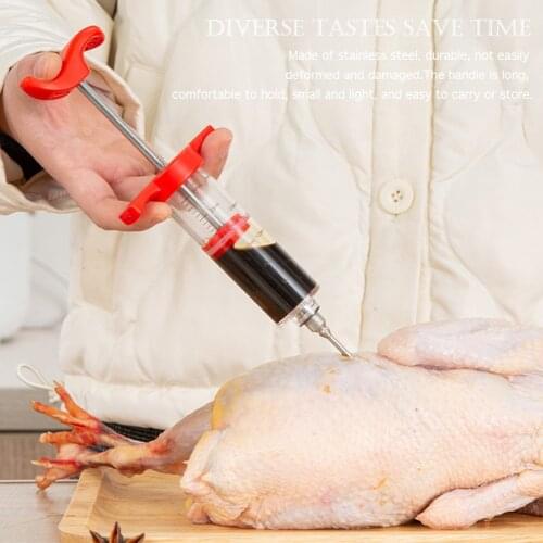 Stainless Steel Needle BBQ Flavor Juice Injector Roast Meat Spice Sauce Syringe Set Kithen Cooking Marinade Accessory