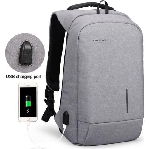 Kingsons 15 inch Laptop Backpack Multifunction Fashion External USB Charge Computer Backpacks Anti-theft Waterproof Bags for Men