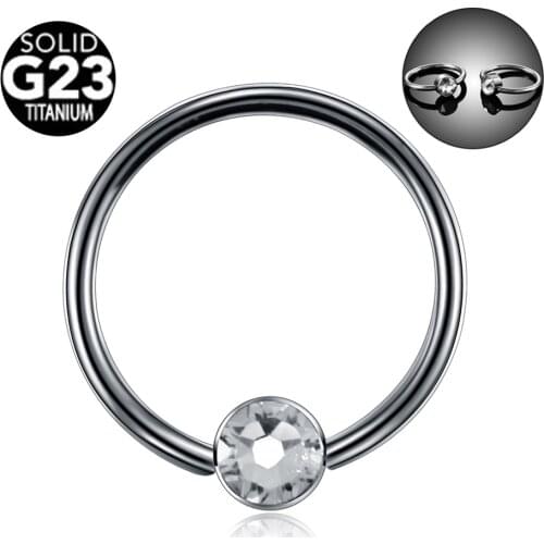 1PC 16G G23 Titanium Septum Piercing Nose Ring CBR with Flat Gem Ball BCR CBR Labret Lip Rings Body Jewelry Piercing SWANJO