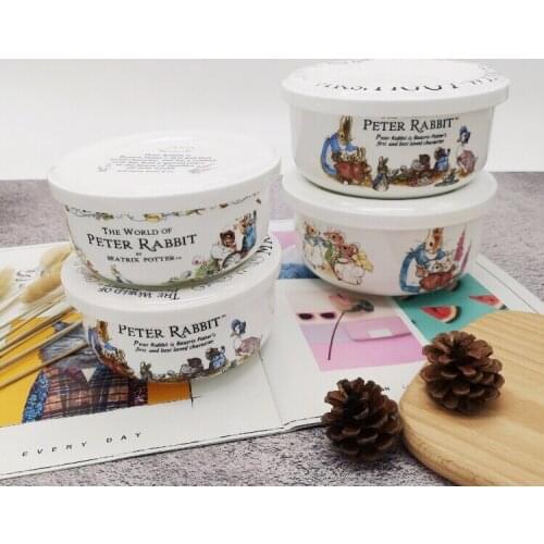 Bone china refrigerator microwave oven fresh keeping bowl instant noodles bowl student portable lunch box rice bowl with cover