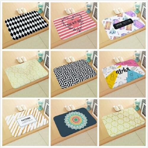 Doormat Geometric Print Anti-slip Absorb Water Bath Mat Bathroom Home Kitchen Bedroon Floor Mat Entrance 40*60cm DD-0086