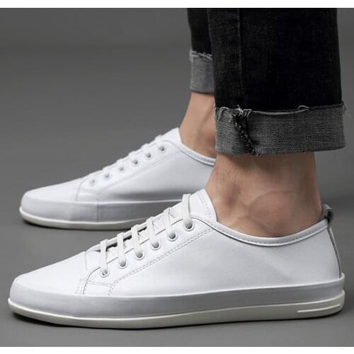 Mens Casual Genuine Leather Shoes Men Luxury White Sneakers Classic Skateboard Flats Male Leisure Walking Mens Shoes Designer