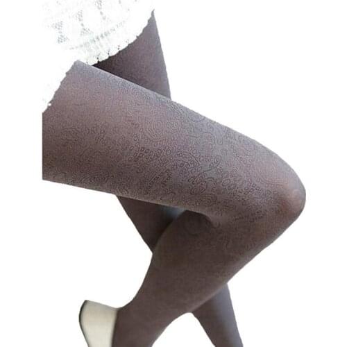 LJCUIYAO Women Tights Spring Autumn Stockings Footed Thick Opaque Pantyhose Plus Velvet Warm Elastic Jacquard Printing Clothes