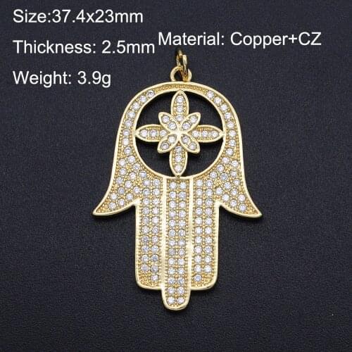 Lyvior Gold Micro Zircon Pendants Geometric Lip Love Heart Hamsa Palm Fatima Hand DIY Jewelry Findings Accessories CZ Pendants
