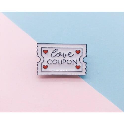 Cartoon cute love coupon enamel brooch sticky note movie ticket pin alloy badge clothes bag sweet accessories jewelry gift