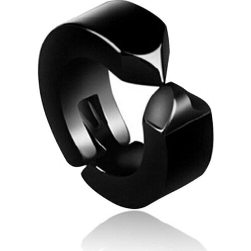 1 Pcs Korean Fashion Hip Hop Black Punk Mens Earrings Anti Allergy Titanium Steel Ear Clip Hip Hop Rock Party Jewelry