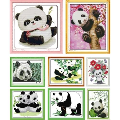 Treasure Panda Counted Cross Stitch Kits 11CT14CT Animal Printed Pattern Crafts Chinese Sewing Needlework Embroidery Accessories