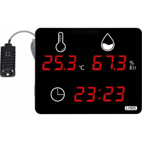 Wall Thermometer For Barometer Household Thermometers With Probe Temperature Meter Time Display Digital LX925