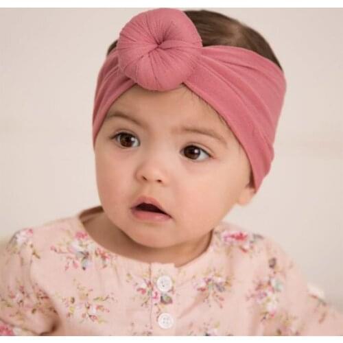 New Cotton Blend Nylon Children Kids Headbands Newborn Turban Round Knot Head Wrap Hair Accessories Birthday Gift Photo Props