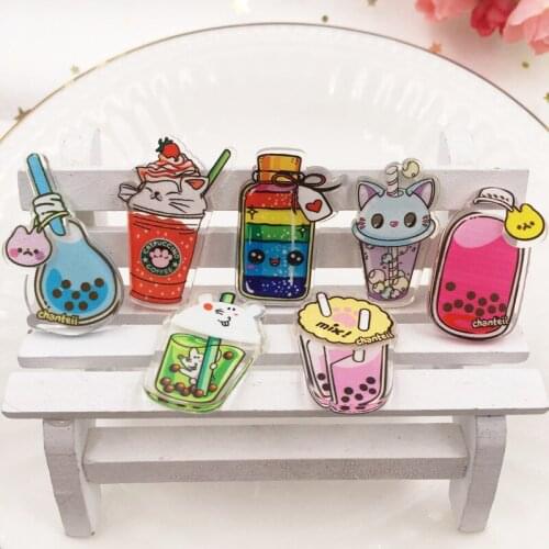 New Kawaii Colorful Soda Bottle Flat back Acrylic Sheet Miniature Pattern Applique DIY Home Decor Scrapbook Craft OG37