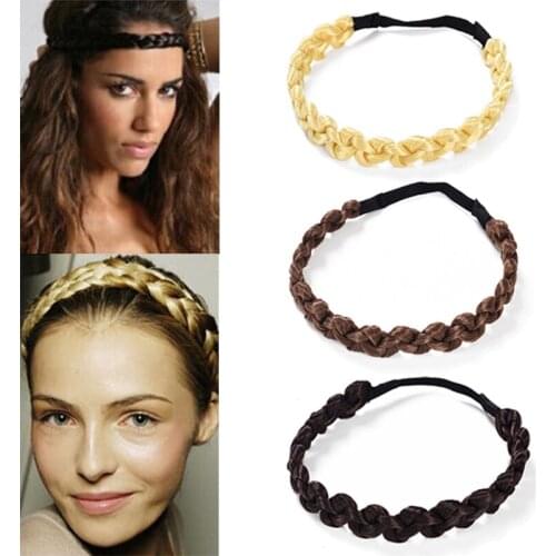 2CM Girls Wig Headband Braids Hair Accessories Women Hairstyle Plait Braided Hair Band Girls Elastic Hairband Female Headwear