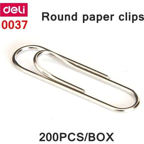 Wholesale 200PCS/BOX Deli 0037 Round paper clips 29mm metal clips Nickel plated clips