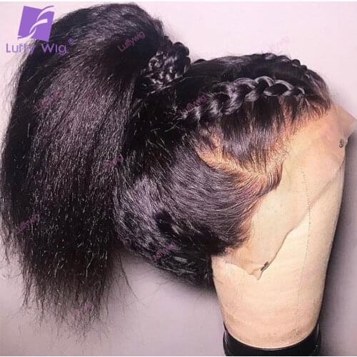 13x6 Kinky Straight Lace Front Wig Brazilian Remy Lace Frontal Human Hair Wigs Glueless 150 Density For Black Women LUFFY