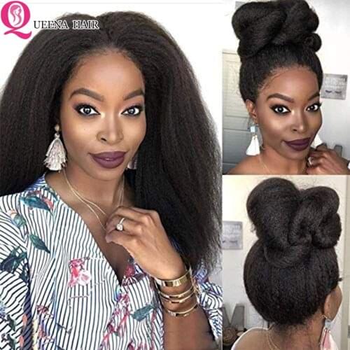 Kinky Straight Wig 30 Inch Lace Front Wig 4x4 Closure Wig Kinky Straight Human Hair Wigs For Black Women Remy Brazilian Hair Wig