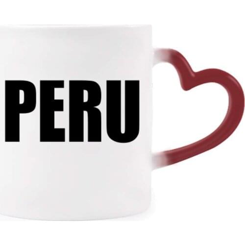 Peru Country Name Morphing Mug Heat Sensitive Red Heart Cup