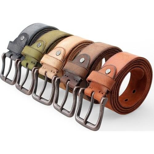 High Quality Genuine Leather Men Belts Pin Buckle Cowboy Trouser Strap Vintage Jeans Belt Cinturones Para Hombre