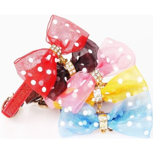 PU Christmas Cat Collars Yarn Dot Bow Design Adjustable Safety Buckle Collar for Gato Small Dogs Kitten Collars Cat Accessories