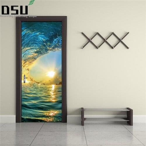Removable DIY 3D Wall Sticker Creative PVC Material Waterproof Door Stickers for Living Room Poster Home Decor 200*77cm