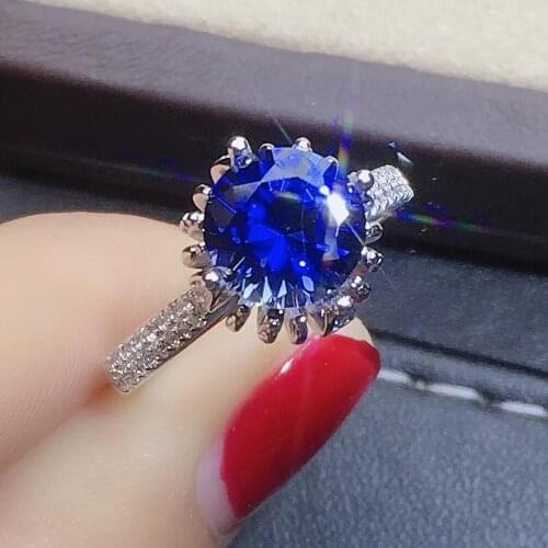 Blue sapphire ring 925 sterling silver Wedding Ring Fine handworked jewelry Finger rings