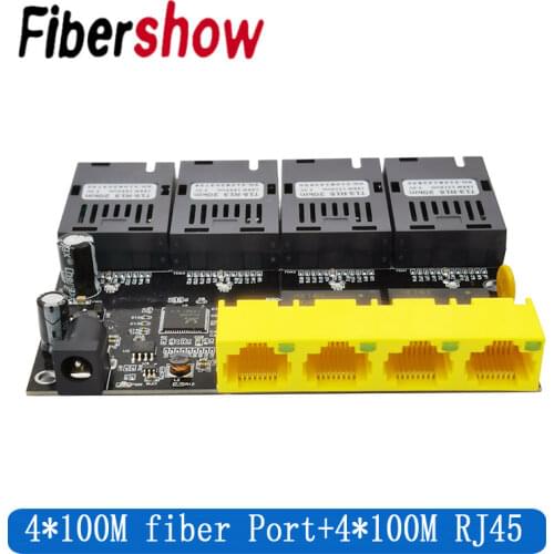 Ethernet Fiber switch 4 RJ45 4 SC Optical Media Converter Single Mode fiber Port 10/100M PCBA