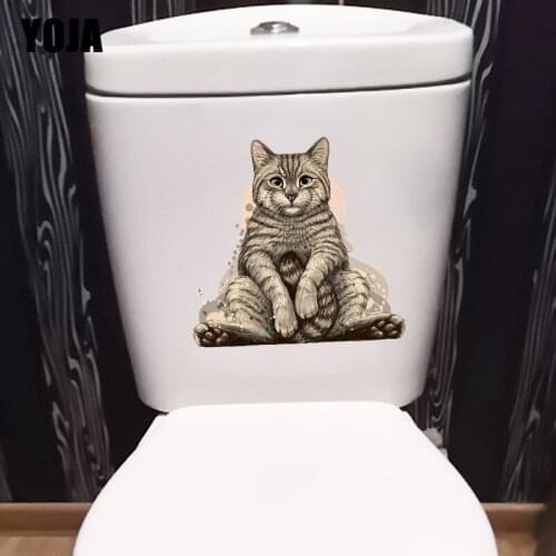 YOJA 24×22.5CM Domineering Cat Toilet Stickers WC Accessories Creative Cartoon Home Wall Decoration T1-3022