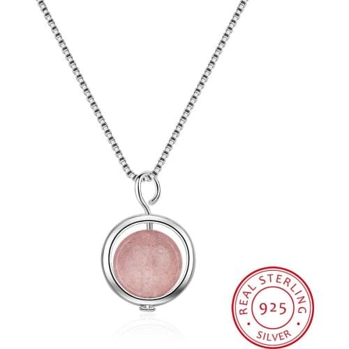 Hot Sale 925 Sterling Silver Natural Strawberry Crystal Beads Necklace For Women Simple Jewelry collares S-N249