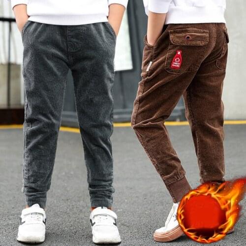 Winter Boys Trousers 4-12 years Old Multi-Pocket Corduroy Pants Sports And Leisure Cargo Pants High Quality Childrens Clothing