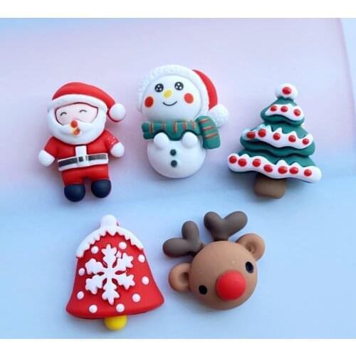 10Pcs New Lovely Christmas Collection Flat Back Cabochon Scrapbooking Hair Bow Center Embellishments DIY Accessories F78