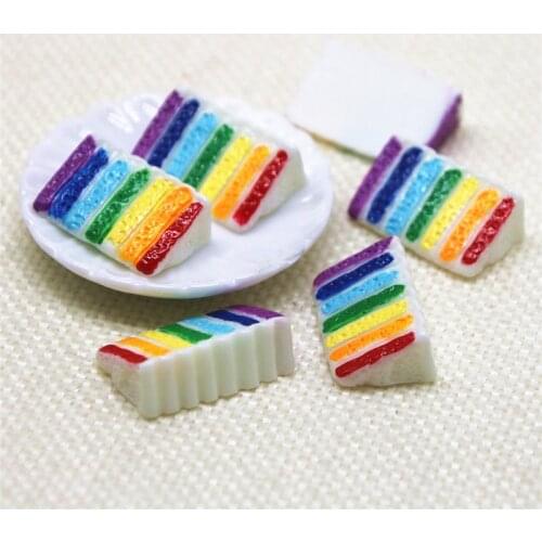 Rainbow cake 10PCS 13x21mm resin Flatback Cabochon Miniature Food Art Supply Decoration Charm Craft