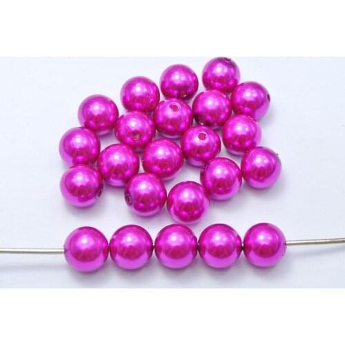 100 Hot Pink Plastic Faux Pearl Round Beads 12mm Imitation Pearl