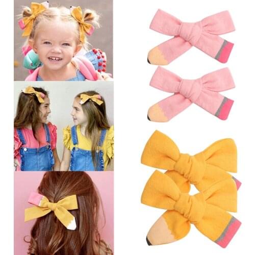 2Pcs/set Pencil Hair Clips Kids Velvet Hairclips Back To School Girls Children Hairpin Barrettes Hair Accessories Ornament