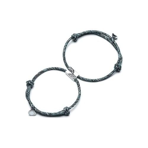 2 pcs/set Valentines Day Gift Couple Bracelet Small Charm Adjustable Size Magnet Bracelet Couple Red String Bracelet Jewelry