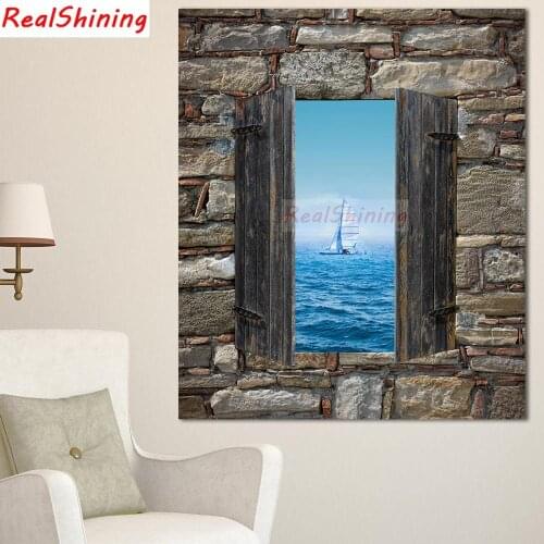 5D Diy Diamond Painting Cross Stitch full Square Diamond Embroidery Window scenery picture for room Decor H2462