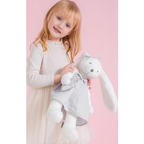 Long Ears White Plush Easter Rabbit Toys 40cm Wearing Clothes Soft Bunny Doll For Babies Birthday Gift Children Stuffed Animals