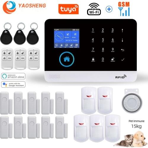 TUYA Wireless WIFI GSM Burglar Home Security Alarm System With Pet friendly PIR Motion Sensor Compatible With Alexa & Google