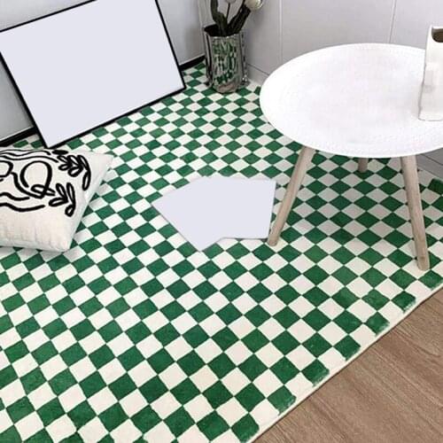Retro Large Carpet Non-slip Area Rugs for Living Room Bedroom Bedside Mat Plaid Pattern Balcony Rug Hallway Hall Decor Carpets