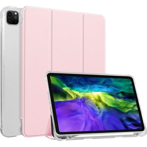 IPad 10.2 Case with Pencil Holder Soft Clear TPU Back Cover for iPad Pro 11 10.5 Air 1 2 3 4 PU Case Funda for iPad 9.7 Inch