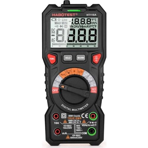 HABOTEST HT118A Digital Multimeter Automatic Range NCV Hz Ture RMS AC/DC 6000 Counting Professional High Precision Multimeter