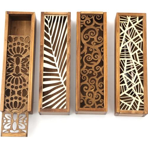 4 Styles Hollow Wooden Storage Box for Makeup Organizer Pencil Case Jewelry Drawer Pen Holder Stationery School Gift Boxes