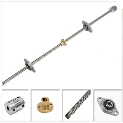 DuoWeiSi 3D Printer Parts 3D Printer T8 450mm Stainless Steel Lead Screw Coupling Shaft Mounting Bracket