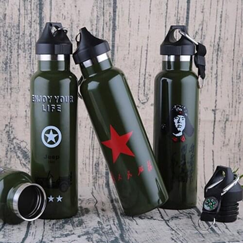 Double-Wall Insulated Vacuum Flask Stainless Steel Water Bottle BPA Free Thermos Sport Water Bottles with compass drink bottle