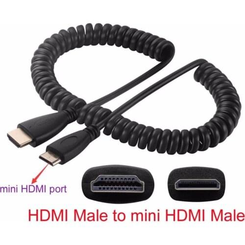Mini HDMI to HDMI Stretch Spring Extension Cable Black