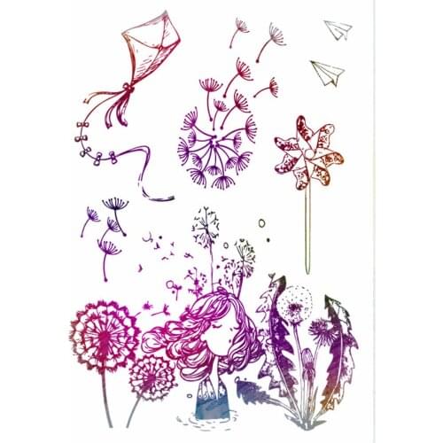 Hot sale dandelion girl Transparent Clear Stamps / Silicone Seals Roller Stamp for DIY scrapbooking photo album/Card Making