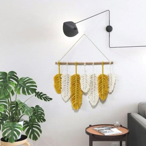 Feather Cotton Handwoven Bohemian Macrame Wall Hanging Tapestry for Living Room Home Bedroom Tapestry Hanging Wall Decor