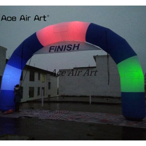Good quality 8 m W led inflatable Circular start finish arch,lighting sport archway gate for night running and promotion
