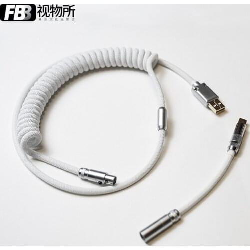 FBB Cables Customized Keyboard Cable White Manual DIY Data Cable Type-c Spiral Mini Braided Usb Cable Big Hero Theme SP Keycap